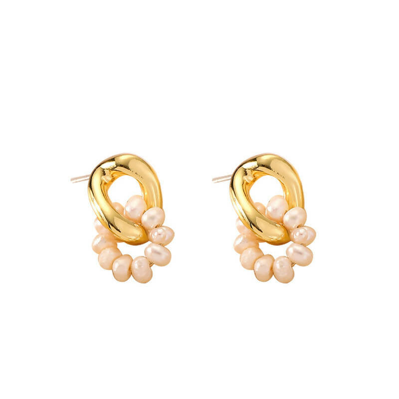 Gold-plated Earrings with Natural Freshwater Mini Nugget Pearls #3