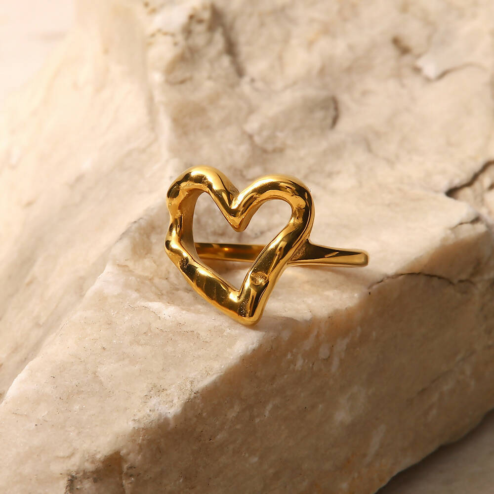 18K gold-plated heart designed ring #28