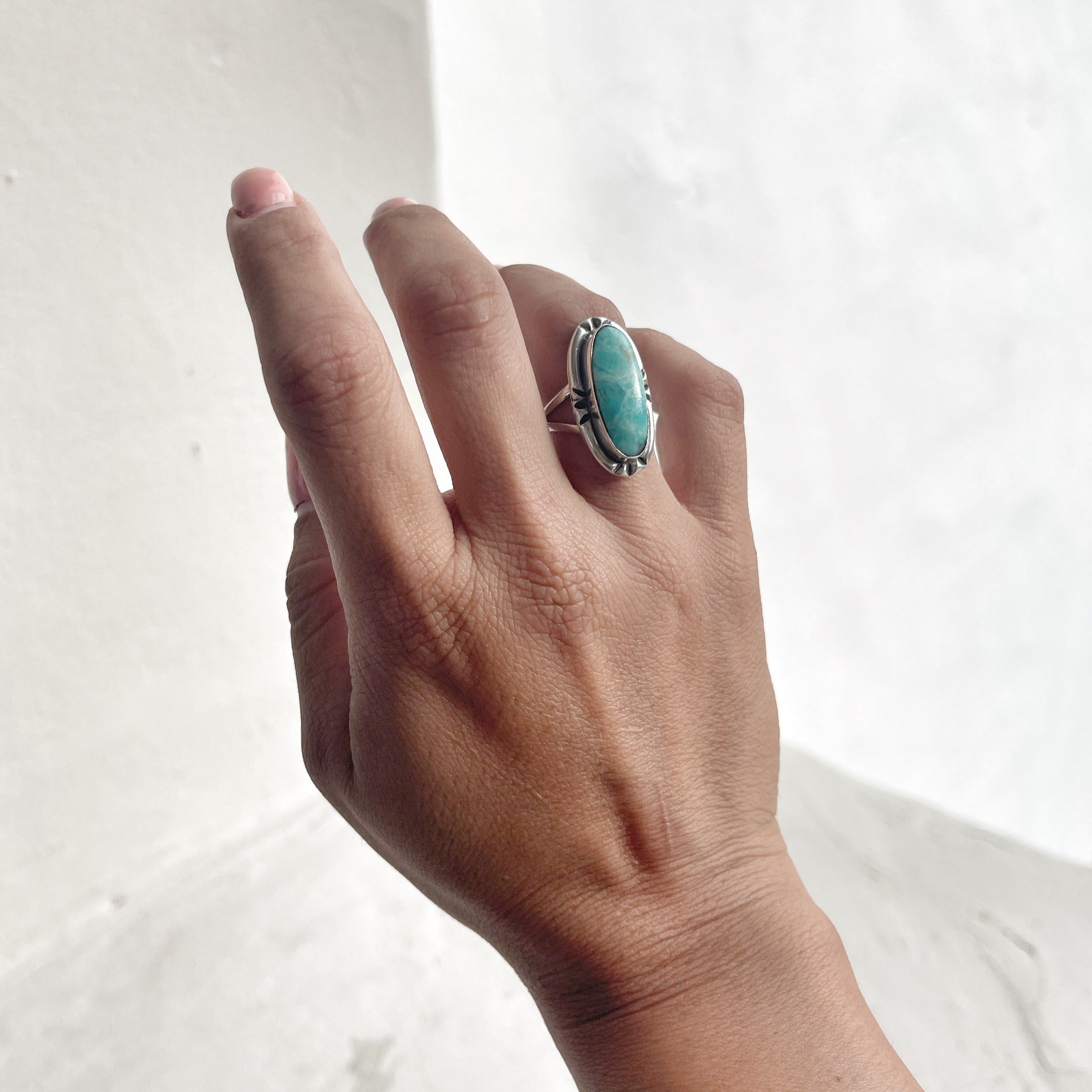 Indie Handcrafted 980 Silver Turquoise Ring