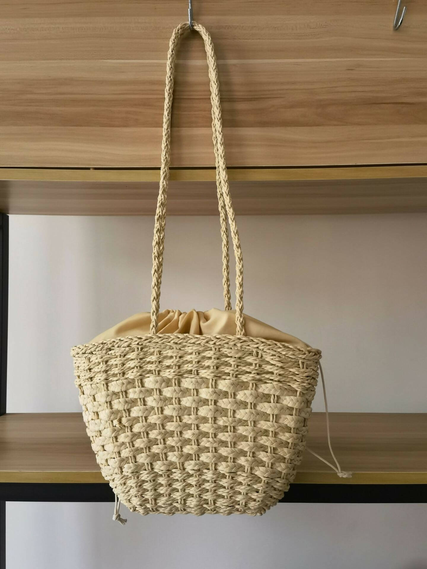 Small Straw Basket Bag with Long Strap #12