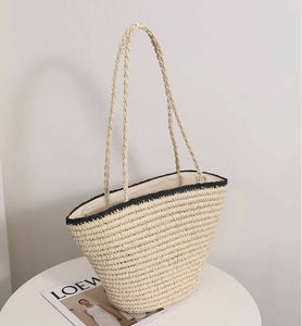 Handmade Large Capacity Woven Raffia Straw Tote Bag #14