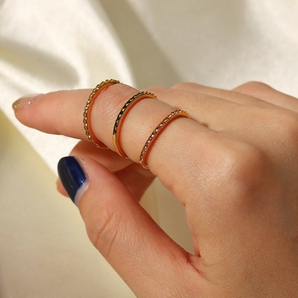 Adjustable gold-plated ring with zircon for a stylish design #15