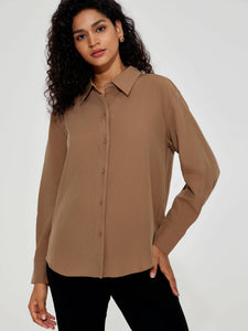 Designed Placket Shirt Brown Sugar