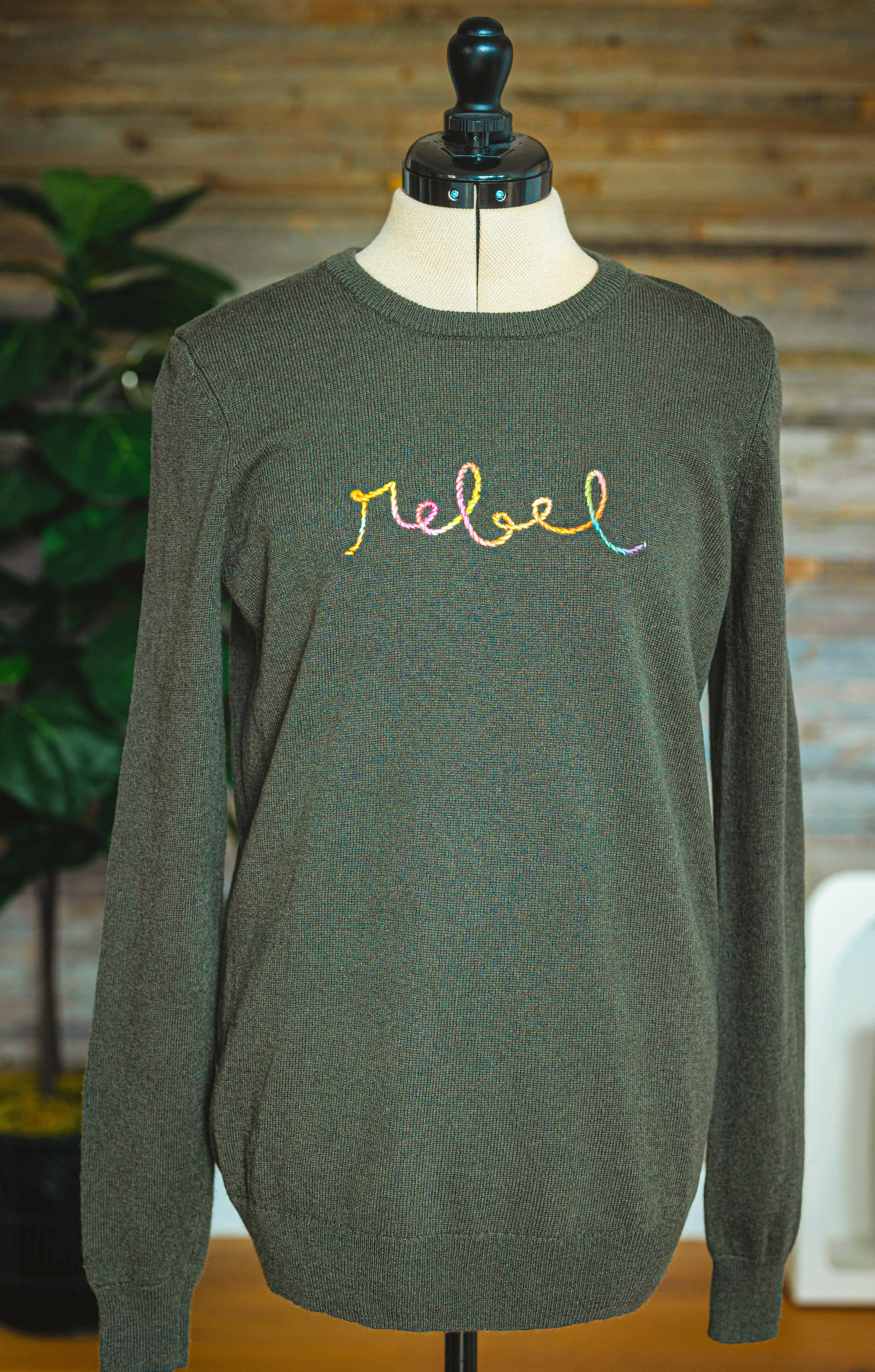 "Rebel" Hand-Embroidered Cashmere Sweater