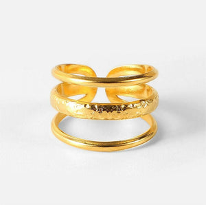 Designed three-layer gold-plated stainless steel ring #3