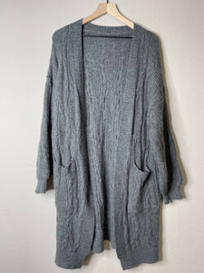 Cable Knit Mid-long Cardigan(Gery)
