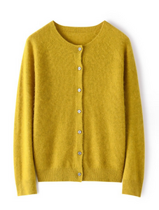 100% Wool Cardigan Seamless Knitting Technology (Mustard)