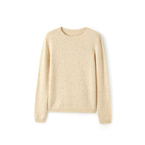 Seamless Knit 100% Merino Wool Mock Turtleneck Sweater (Almond)