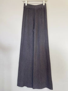 Framed Knit Wide Leg Sweater Pants (Heather Grey)