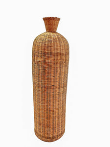 Woven Rattan Floor Vase, Vintage