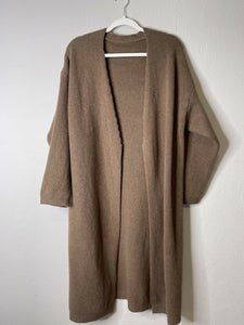 Wavy Trim Long Length Cardigan (coffee)