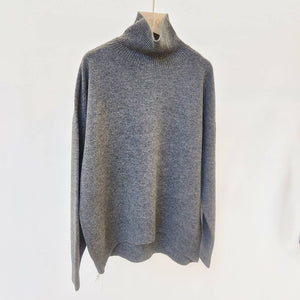 Mock-Neck 100% Wool Sweater Seamless Knitting Technology (gery)