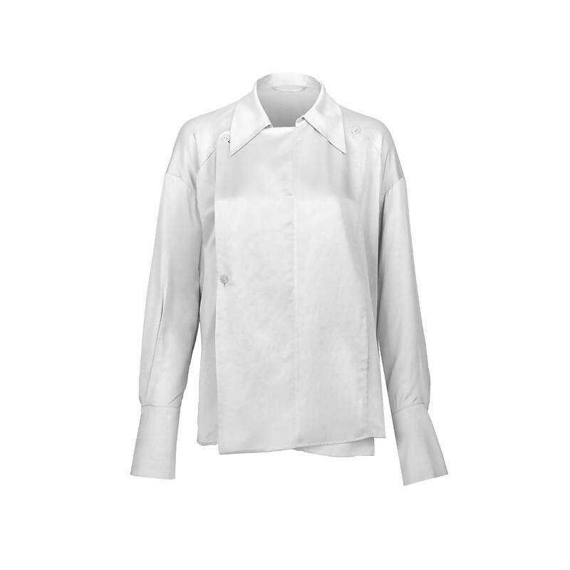 Silk Shirt-Moon White