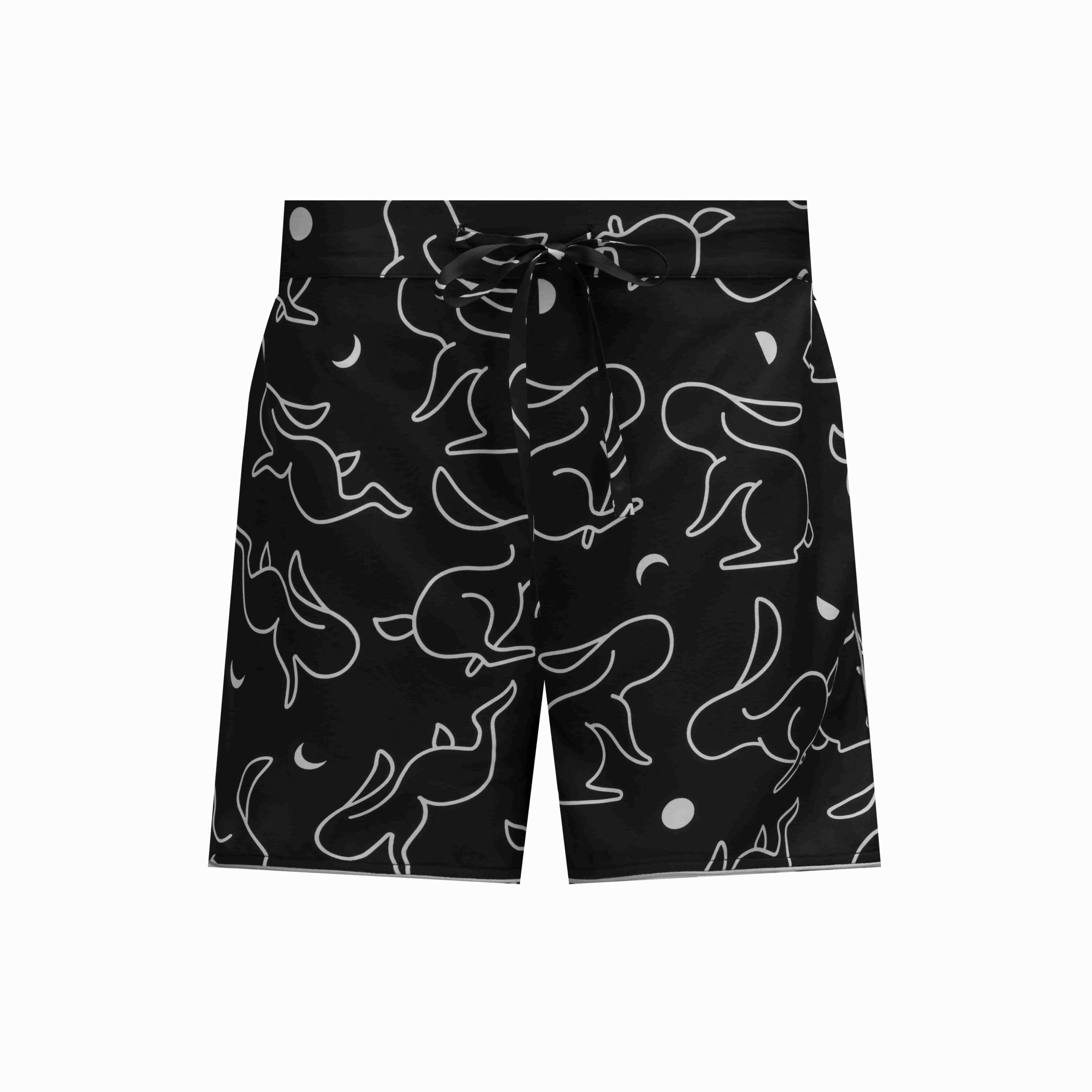 RABBIT SILK PYJAMAS SHORT black