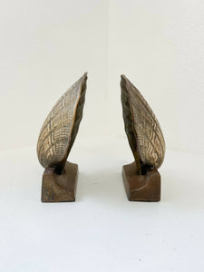 Brass Clam Shell Bookends, Vintage