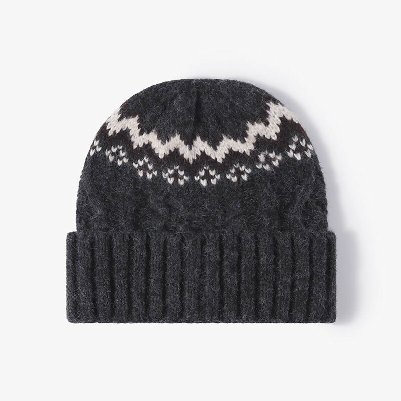 Cable Knit Wool Beanie (Black)