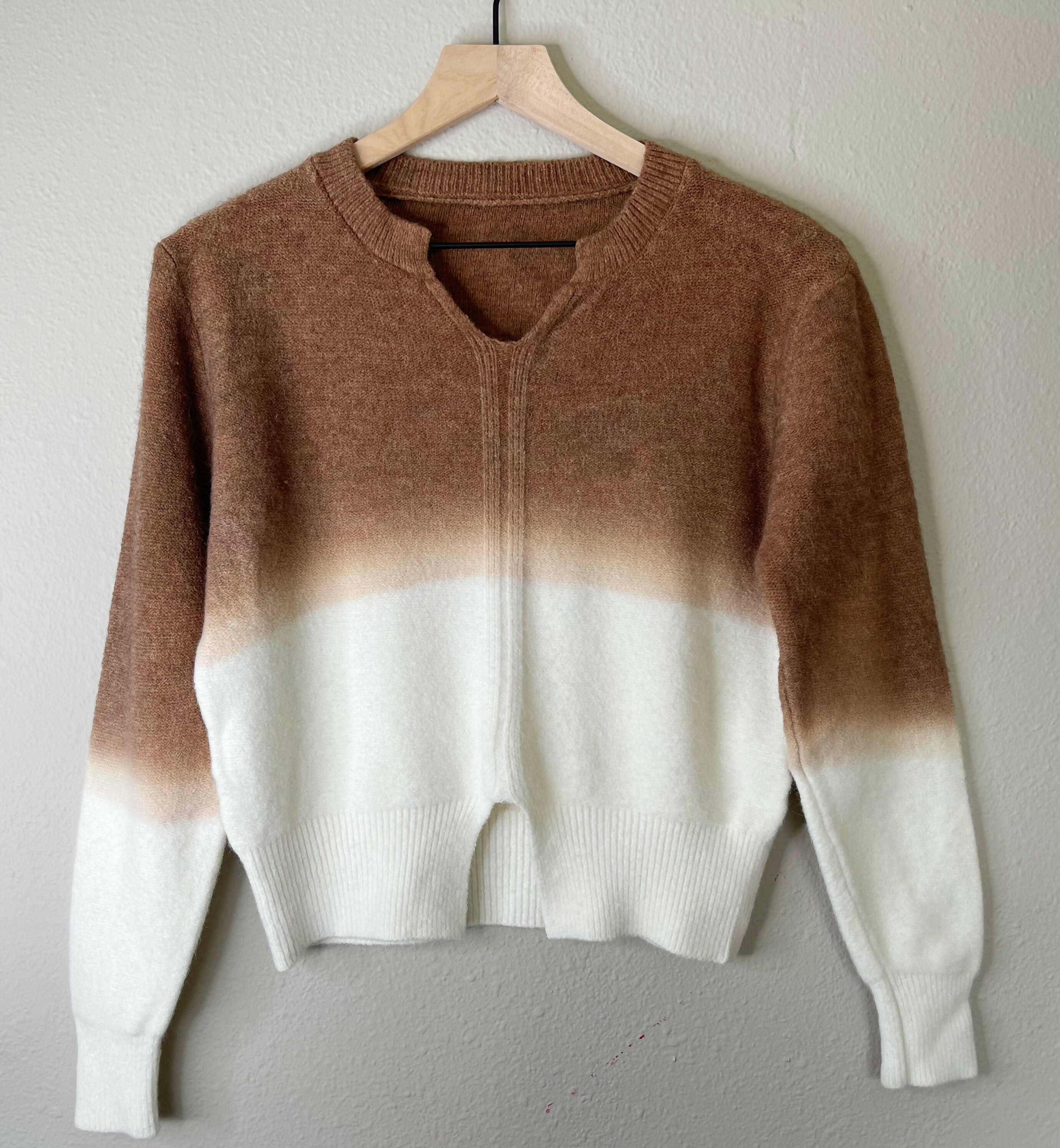 Super Soft Ombre Cropped Sweater (Coffee)