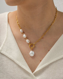 18K Gold Plated Baroque Natural Pearl Necklace #1