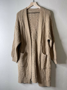 Cable Knit Mid-long Cardigan(Caramel)