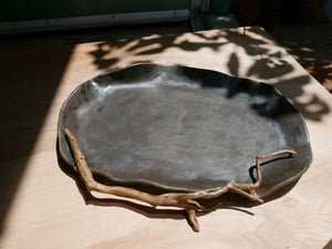 Black Platter with Twisted Branch