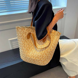 Large Capacity Woven Raffia Straw Tote Bag #15