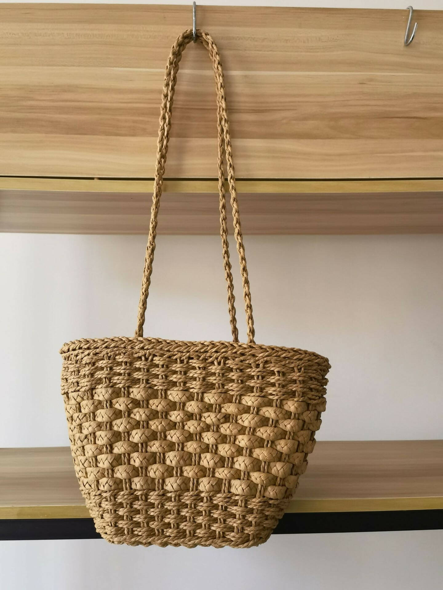 Small Straw Basket Bag with Long Strap #11