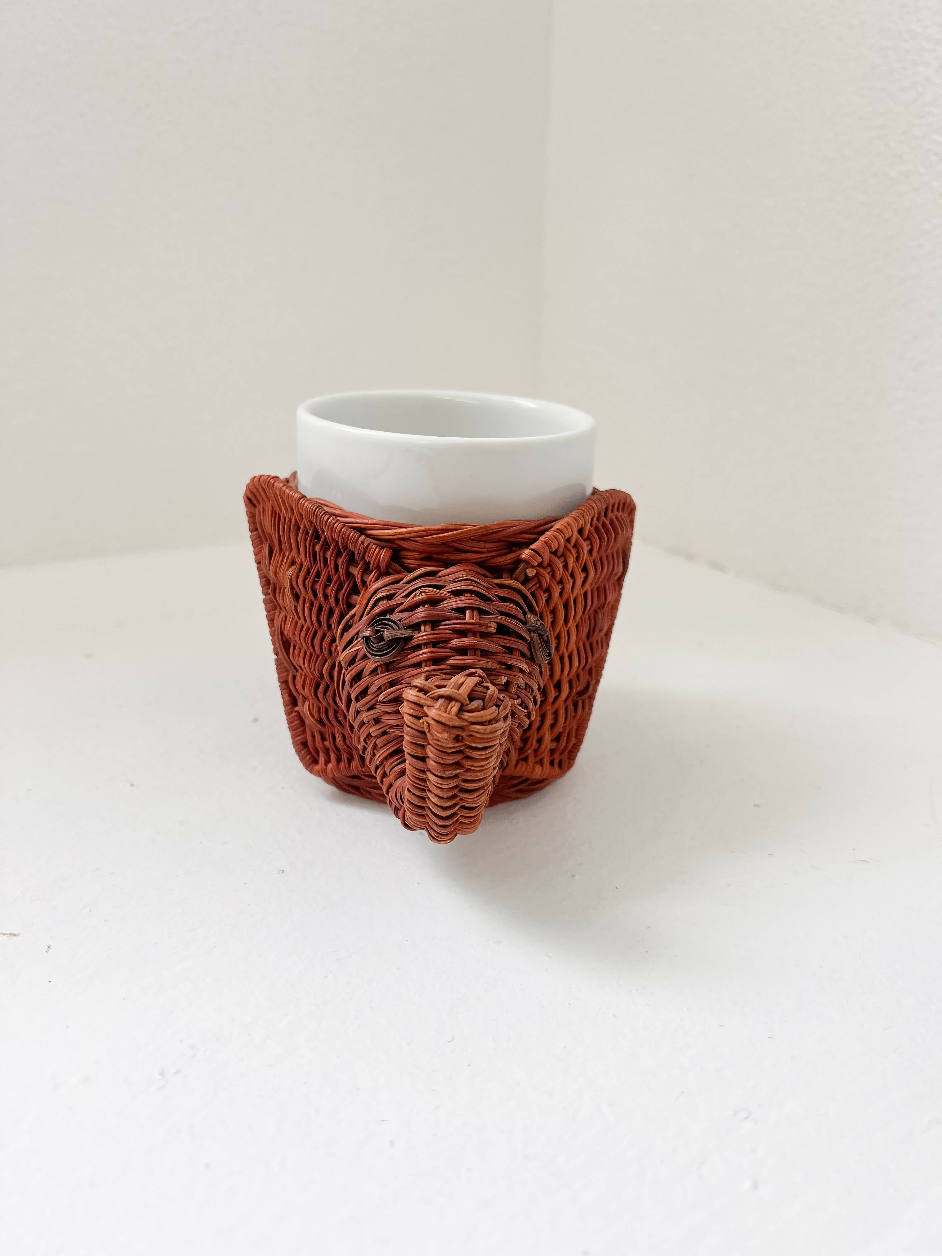 70s Wicker Elephant Mug