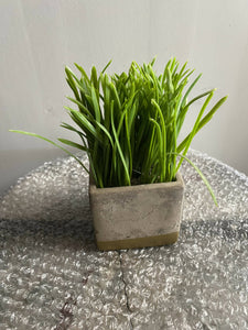 Faux Wheatgrass in Stone Pot