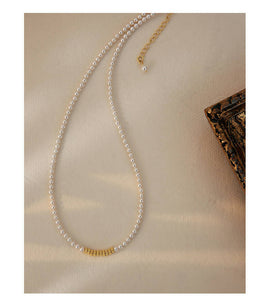 Natural Baroque Mini Nugget Pearl with 18K Gold Plated Beaded Necklace #6