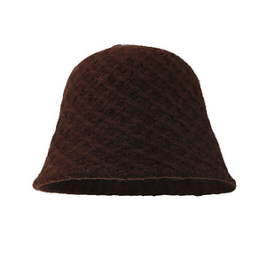 Merino Wool Blend Cable Bucket Hat (Caramel)