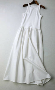 100% Cotton Mixed-Media Sleeveless Maxi Dress #