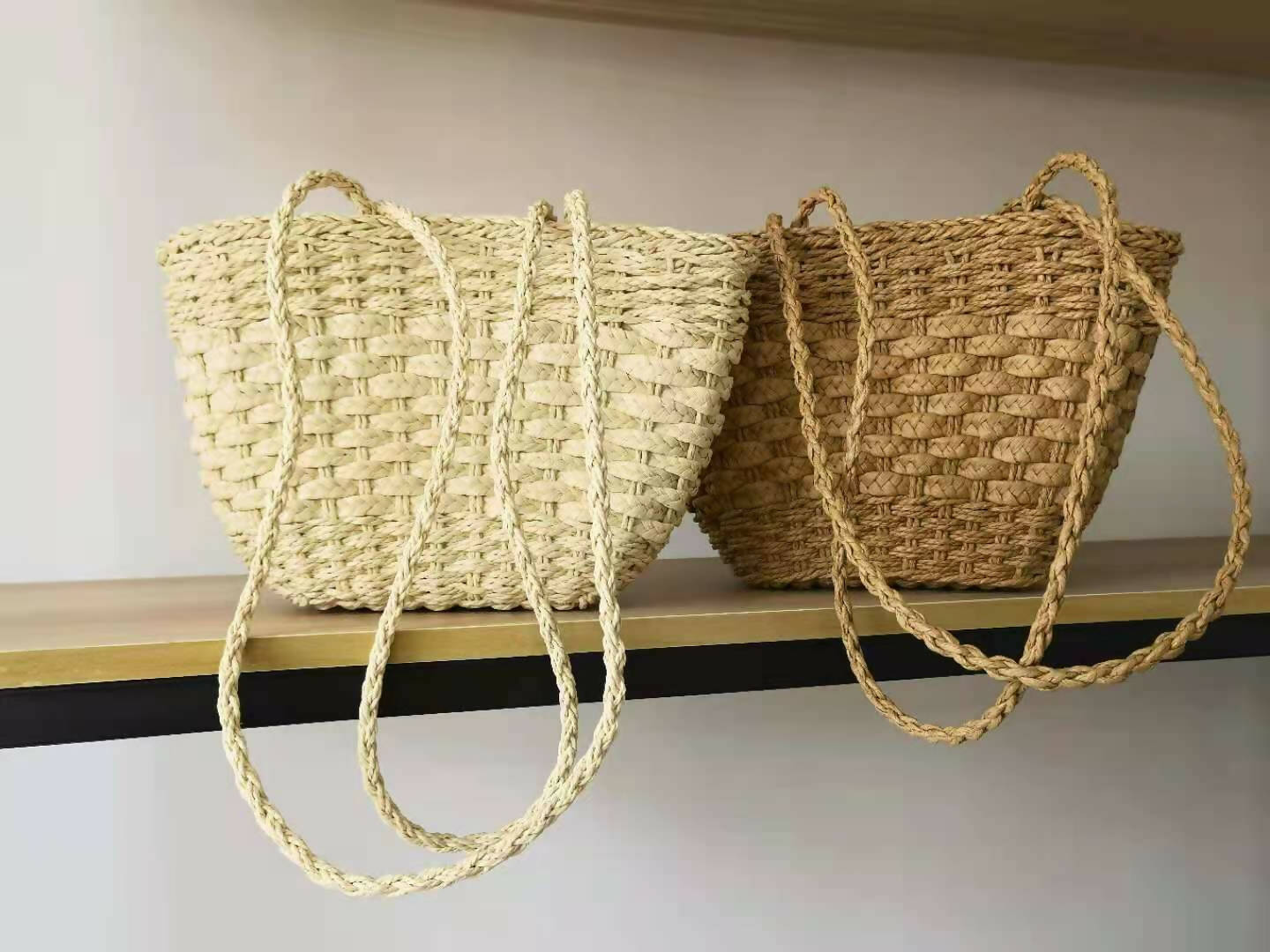 Small Straw Basket Bag with Long Strap #12