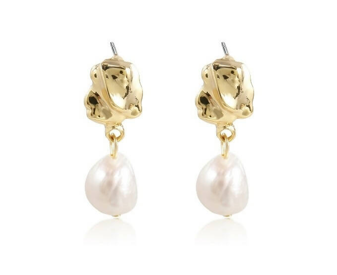 Gold-plated Baroque Pearl Earrings #19