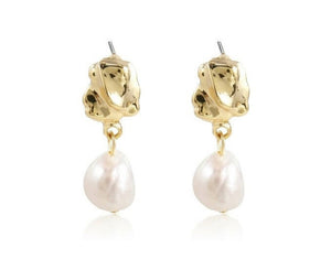 Gold-plated Baroque Pearl Earrings #19