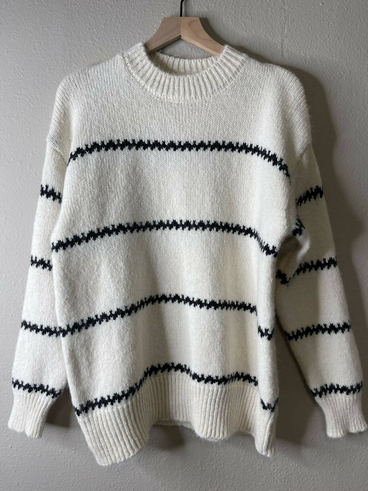 Striped Pullover Sweater (Beige)