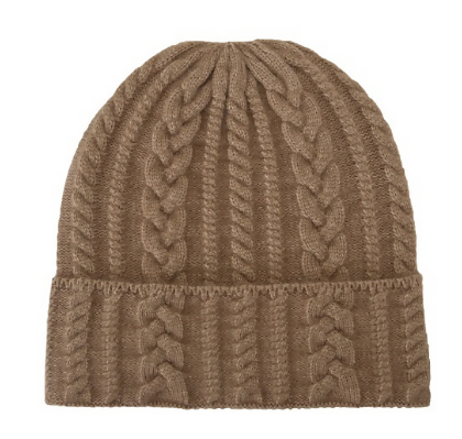 Cable Knit Wool Beanie (khaki)