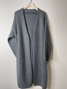 Wavy Trim Long Length Cardigan(Gery)