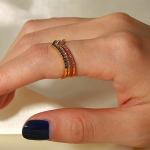 Thin adjustable gold-plated ring with pink zircon for a stylish design #17