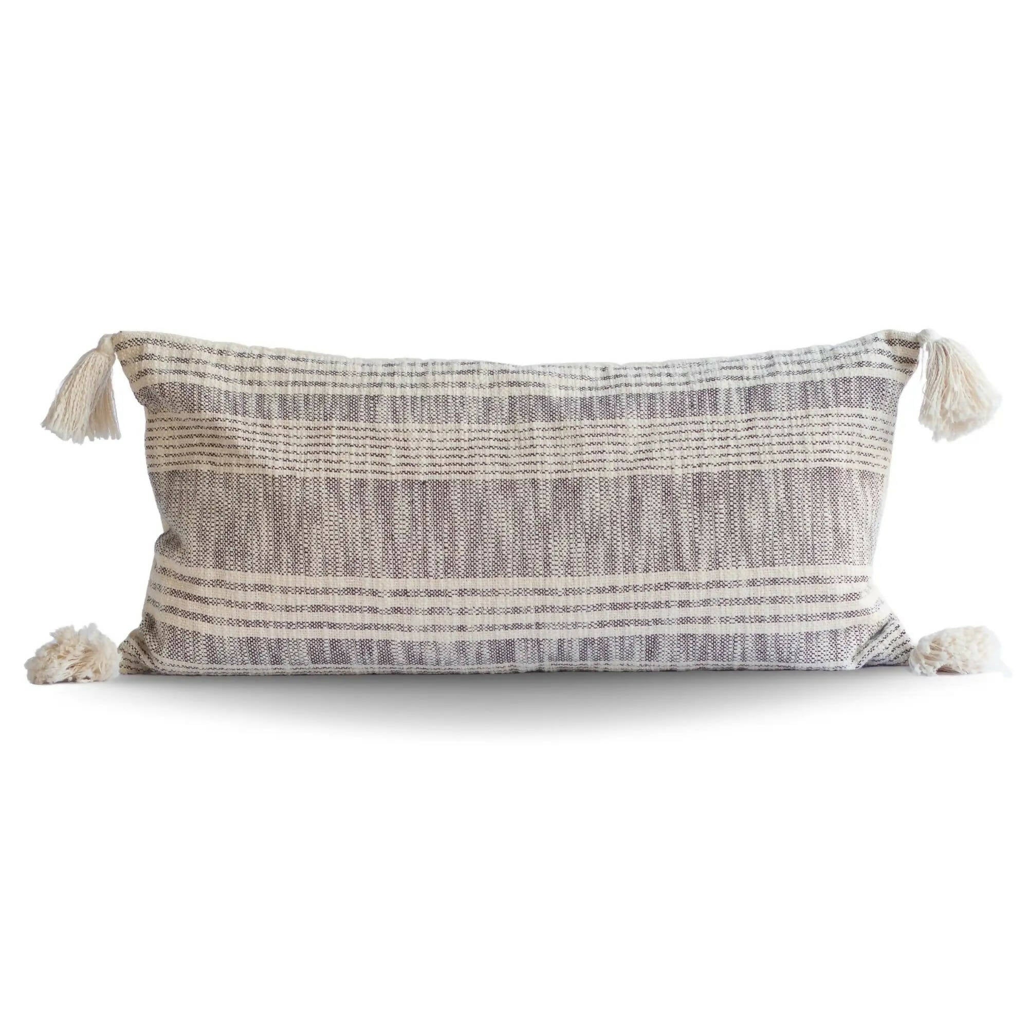 Striped Charcoal and Cream Pillow
