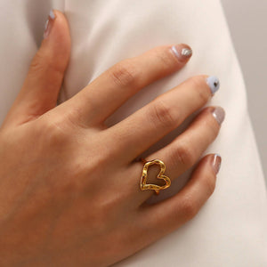 18K gold-plated heart designed ring #28