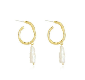 Gold-plated Baroque Pearl Earrings #21