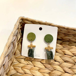 Handmade Natural Wooden Earrings Beach Style #13