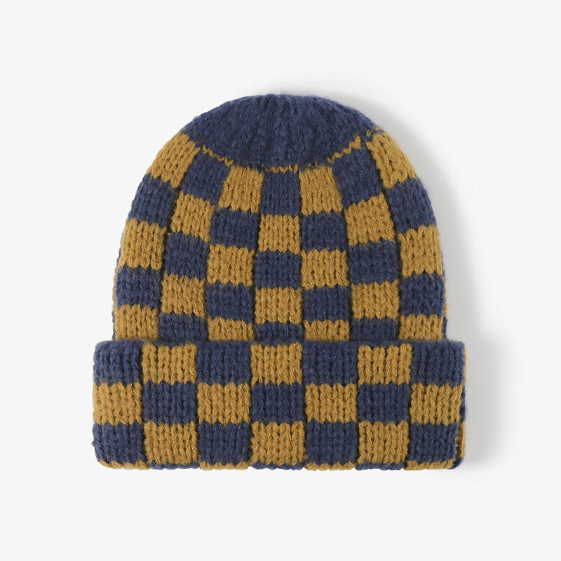 Checkered Blend Beanie (Lemon Ginger Blue)