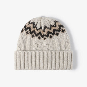 Cable Knit Wool Beanie (Cream)