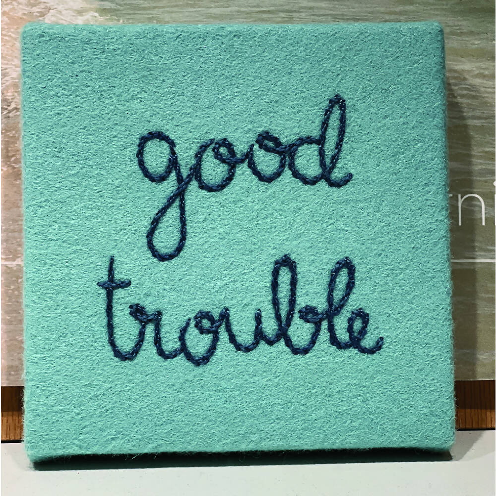 Good Trouble Hand-Embroidered Art