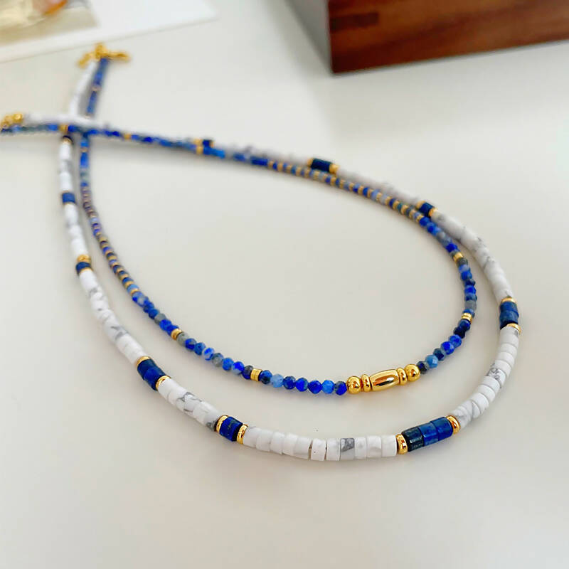 Awareness Beaded Gemstone Necklace #14