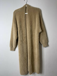 Faux Fur Long Cardigan (khaki)