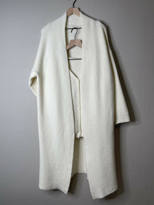 Soft Knitted Set, Sweater Vest with Long Cardigan (Beige)