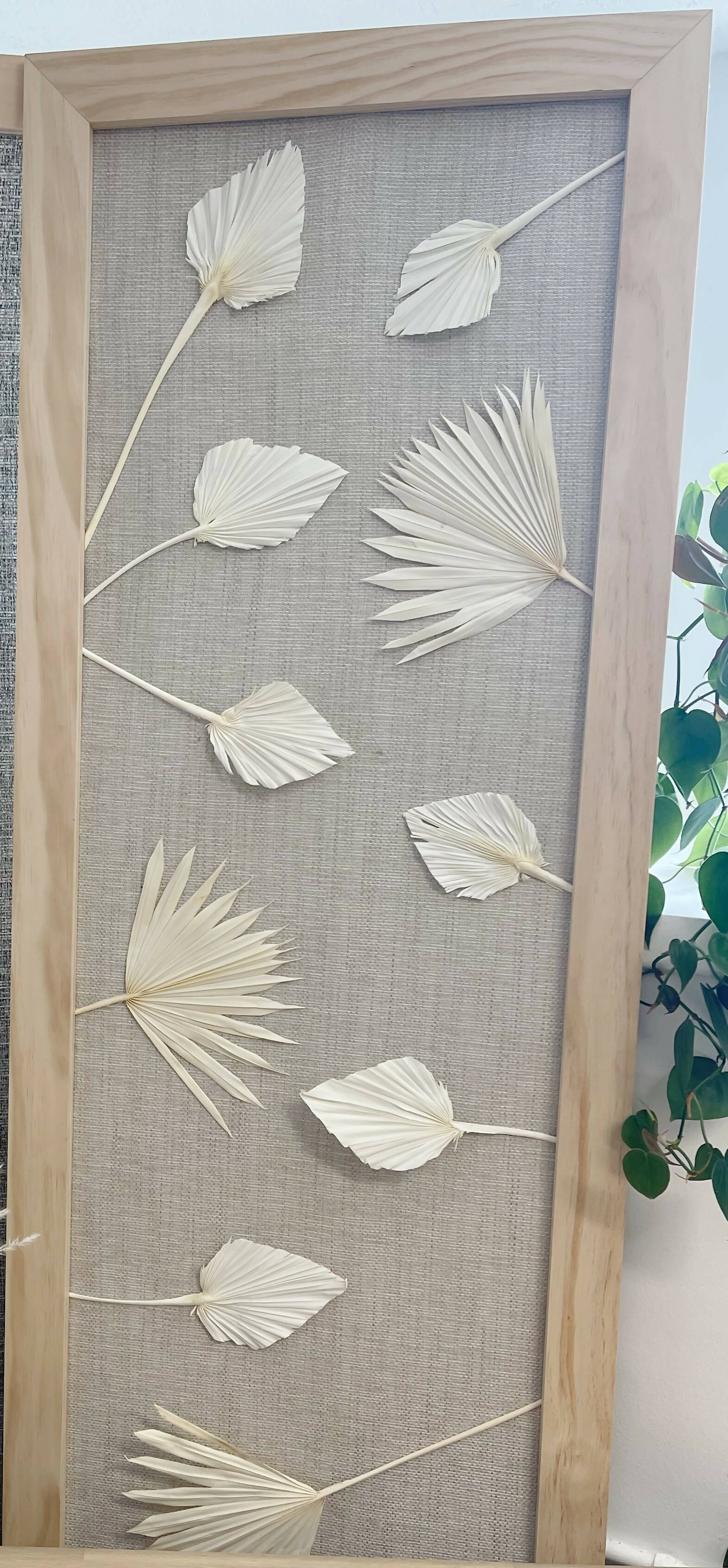 Boho White Palm Leaf Panel